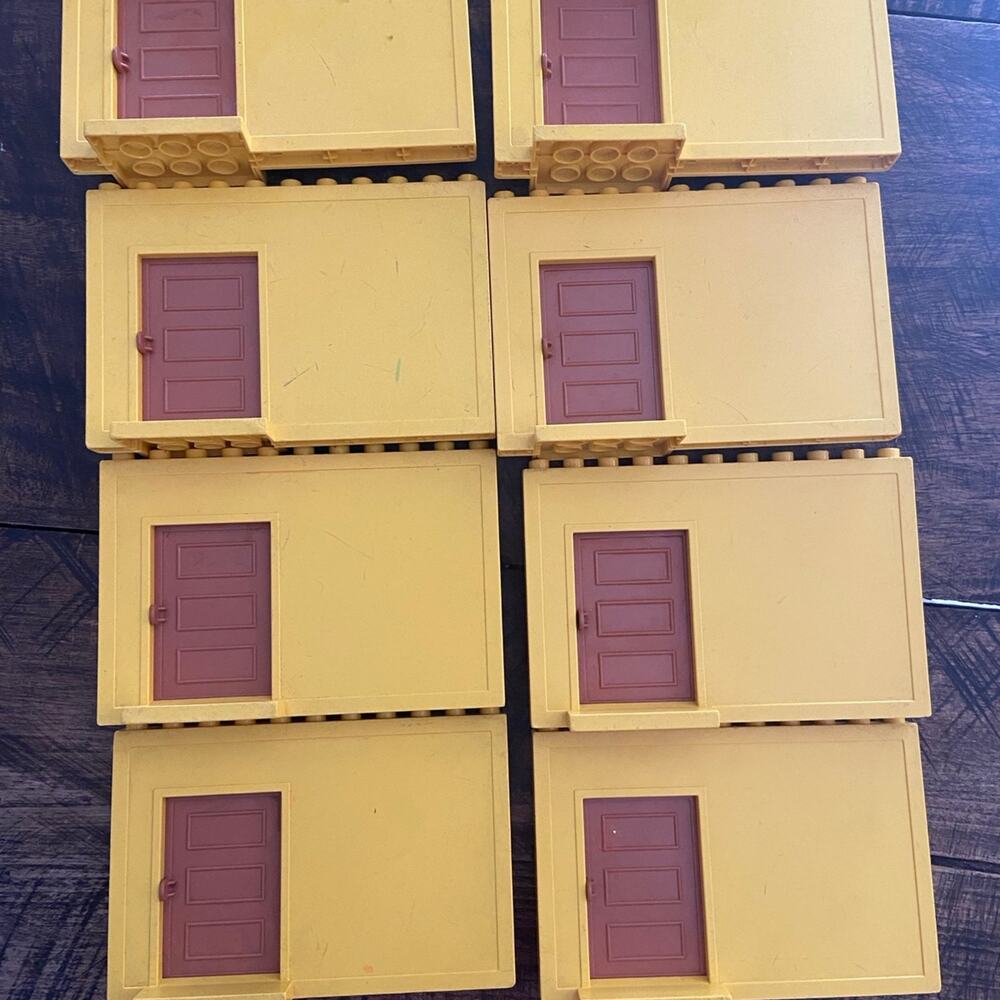 Vintage Lego Duplo yellow and brown sliding door wall panel set of 8